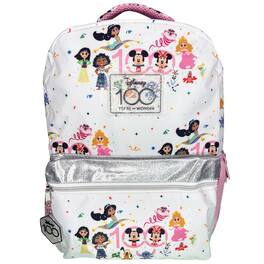 Disney - 100 Nylon Pink & White Backpack 16" School Bookbag for Girls ages 3+ - Multicolored