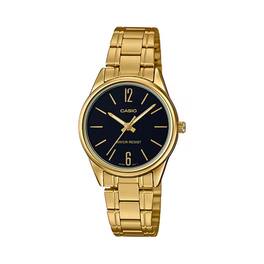Casio - Women’s Analog Watch Black Dial Steel Bracelet - LTP-V005G-1BUDF - Gold