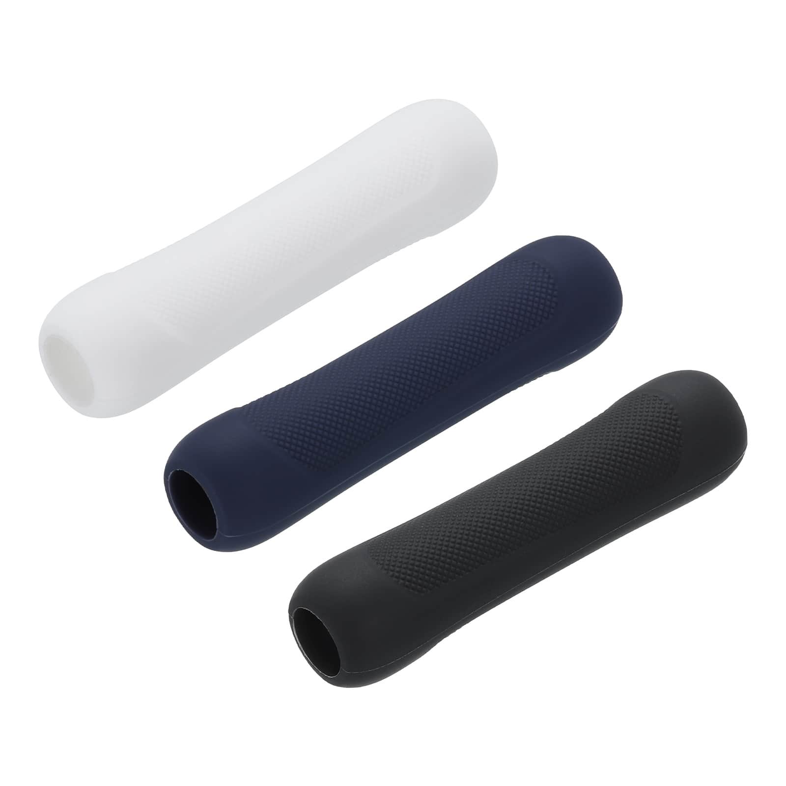Unique Bargains - 3pcs Silicone Ergonomic Pen Grip Sleeve Holder for 1st & 2nd Gen Stylus Pens (White/Black/Blue) - White Black Blue