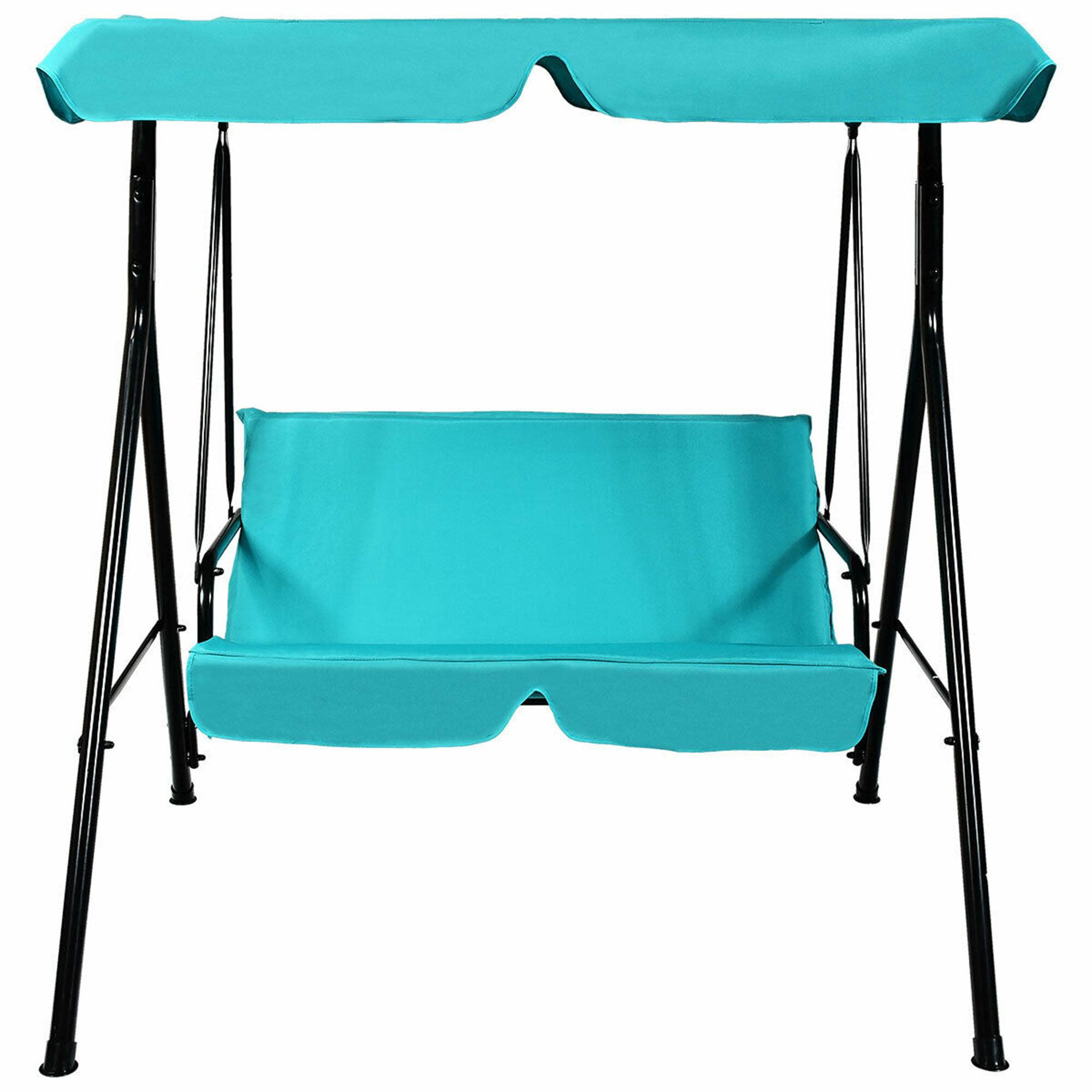 Alt View 3. Gymax - Gymax Blue Outdoor Swing Canopy Patio Swing Chair 2-Person Canopy Hammock - Blue.