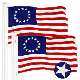 G128 - 2 Pack Betsy Ross Flag 2.5 x 4 ft Embroidered 300D Polyester with Brass Grommets - Assorted Colors