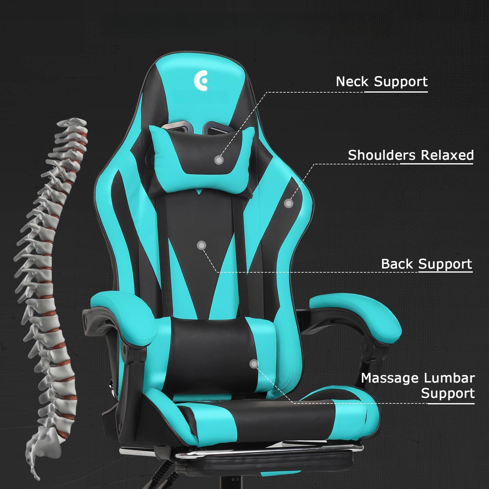 - Neck Support
- Shoulders Relaxed
- Back Support
- Massage Lumbar Support