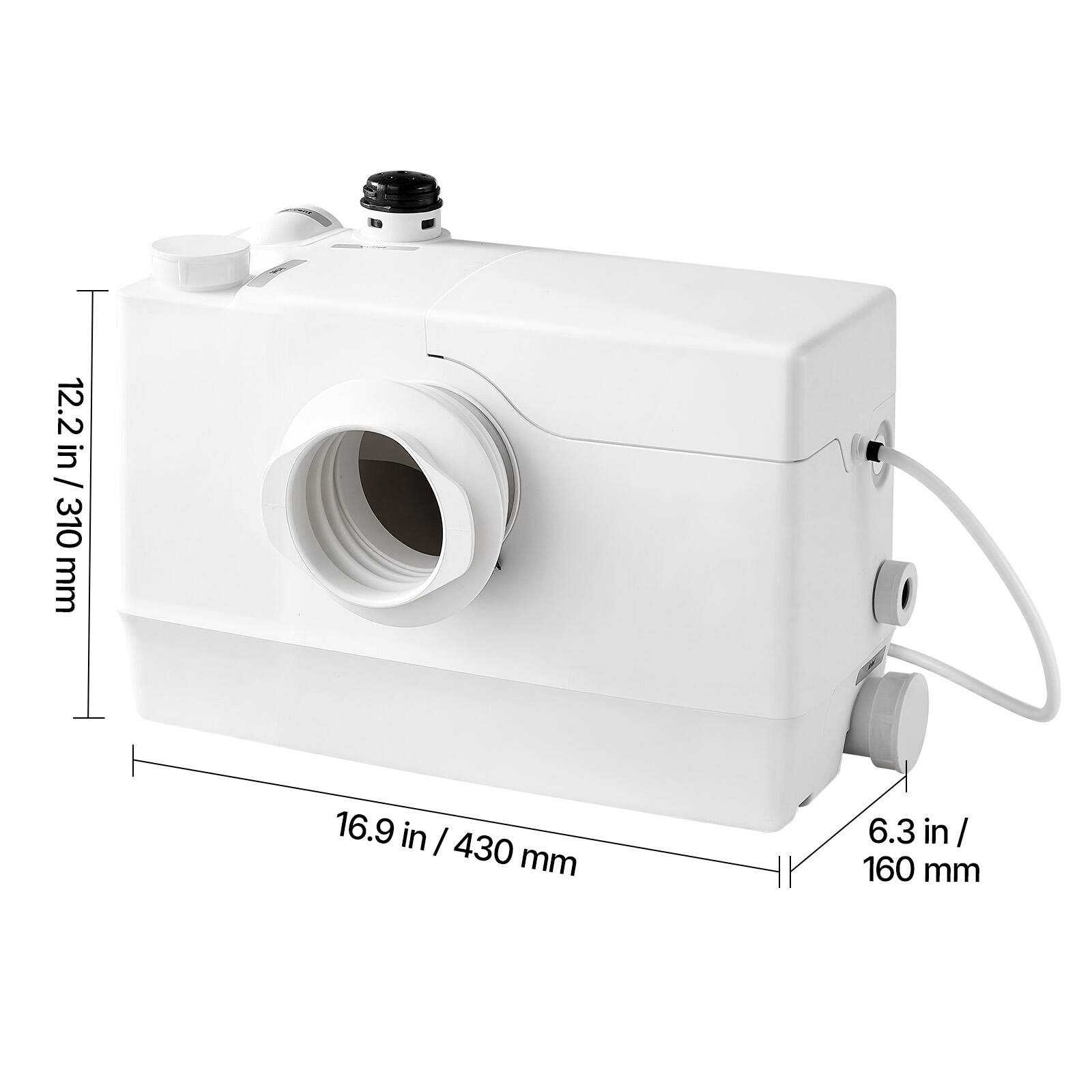 12.2 in / 310 mm  
16.9 in / 430 mm  
6.3 in / 160 mm