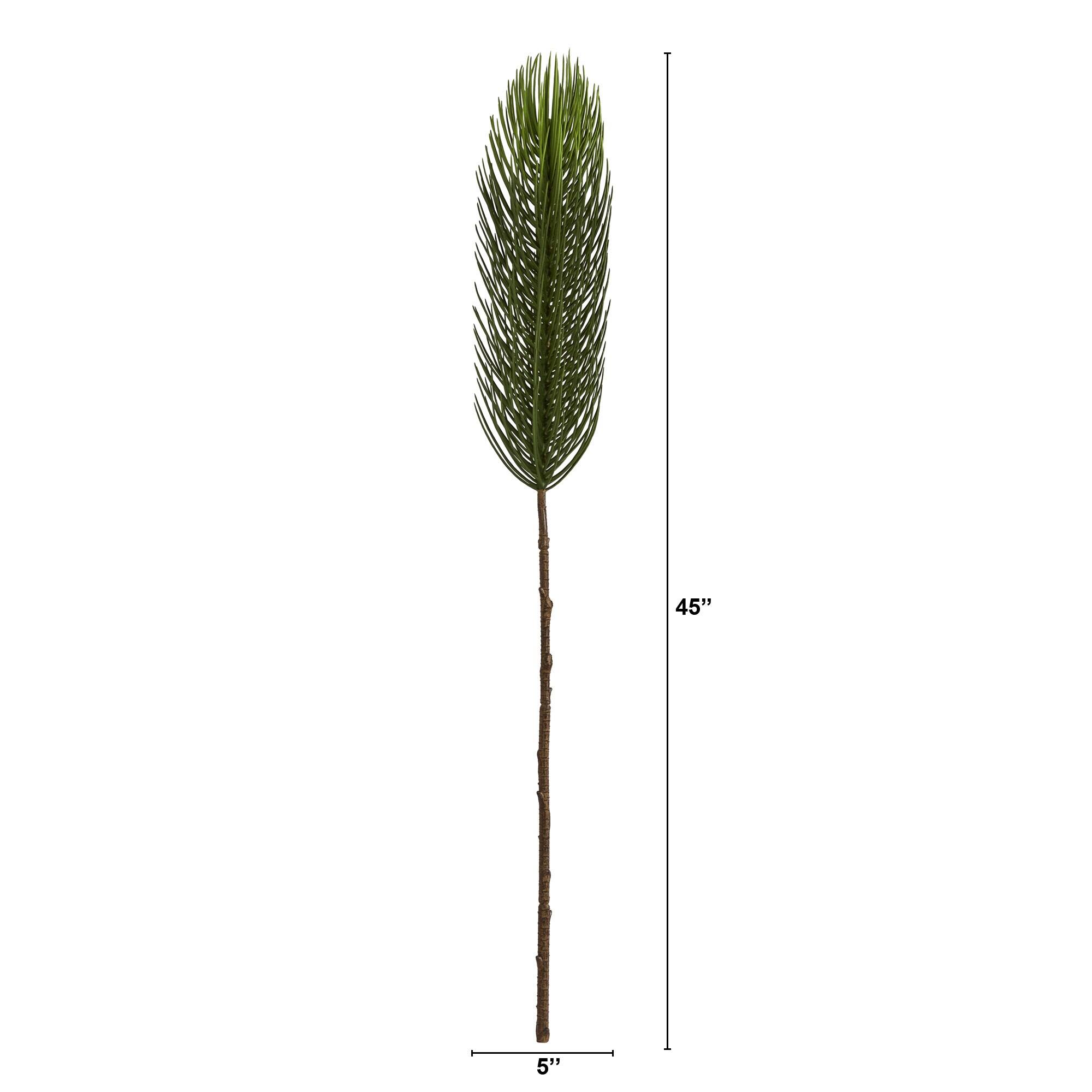 Angle. BreeBe - 45" Pine Artificial Flower (Set of 3) - Green.