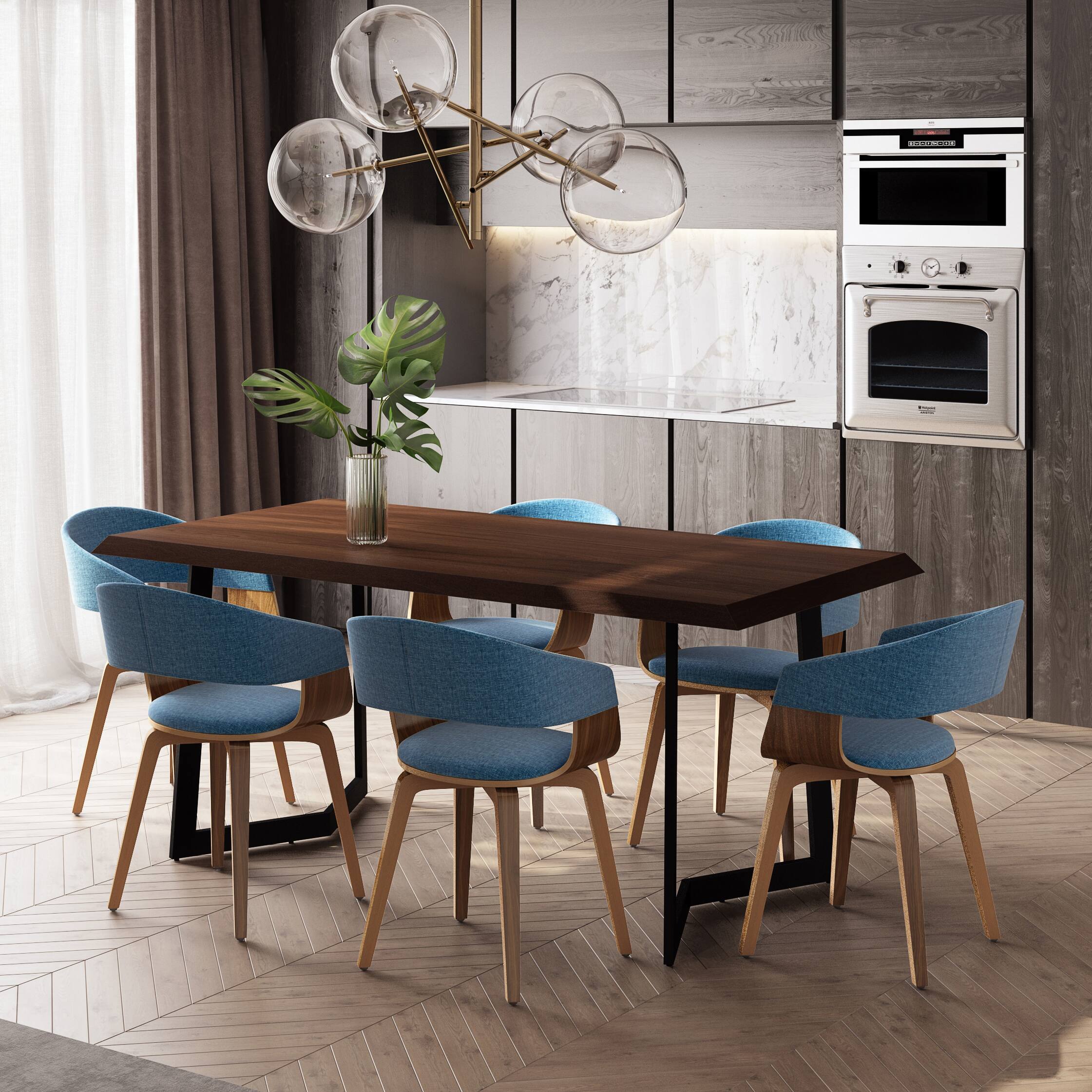 Angle. Simpli Home - Lowell / Watkins 7-Piece Dining Set - Blue.