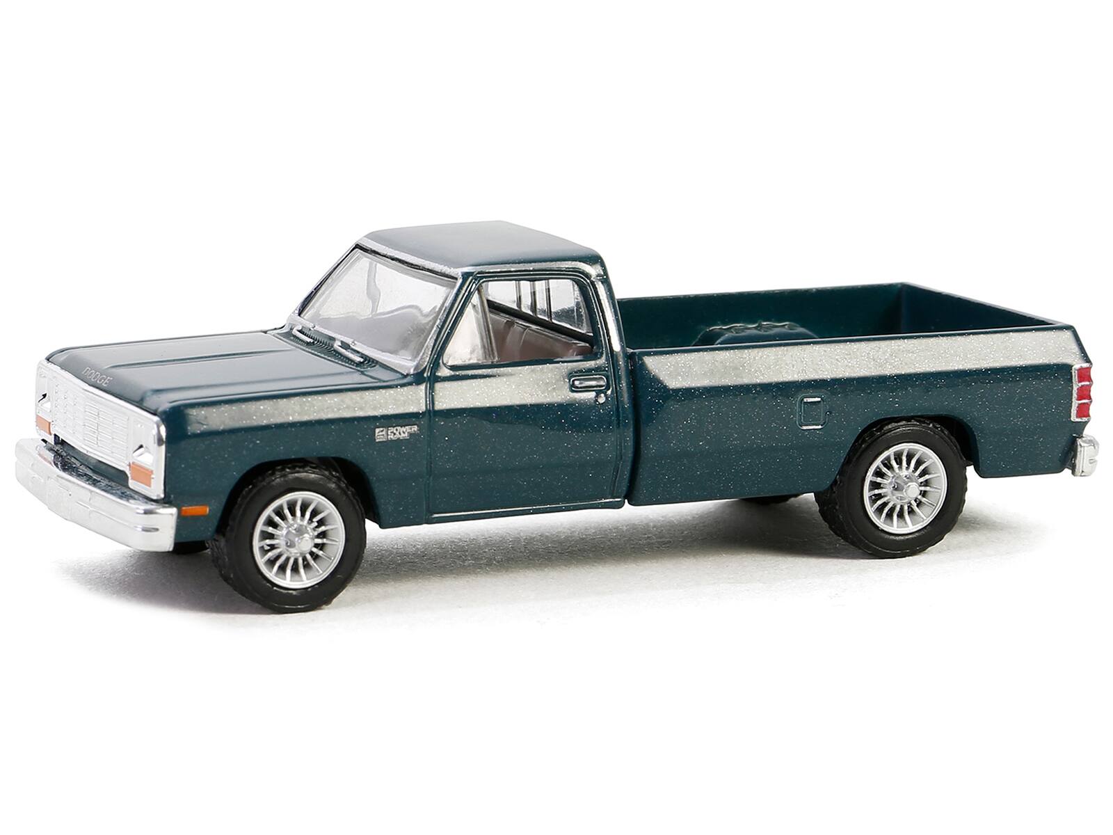 Angle. Greenlight - 1982 Dodge Ram W250 Power Ram Pickup Truck Seaspray Green Metallic "Down on the Farm" Series 9 1/64 - Green Metallic.