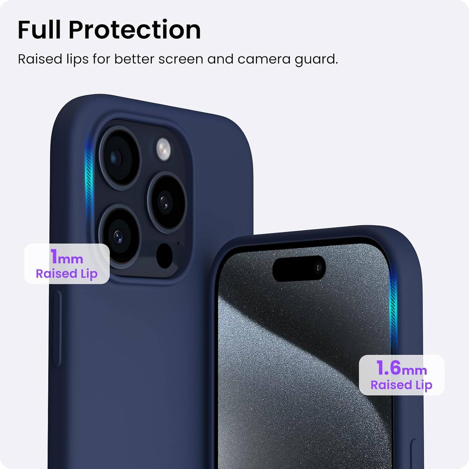 Full Protection Raised lips for better screen and camera guard. 1mm Raised Lip 1.6mm Raised Lip