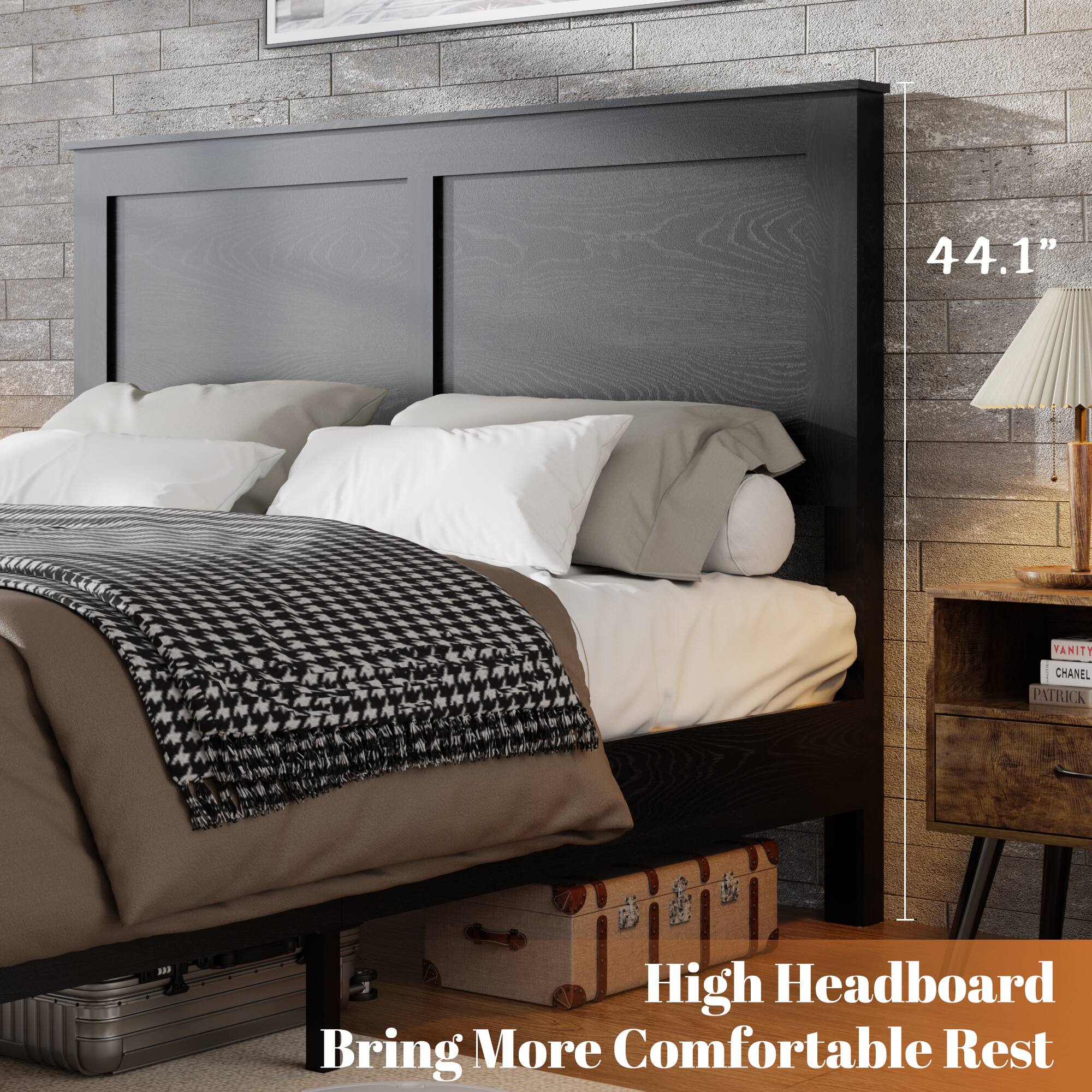 44.1" Vanity Chanel Patrick High Headboard Bring More Comfortable Rest