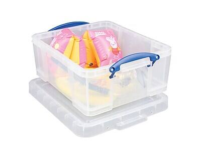 Alt View 1. Really Useful Box - 17 Liter Snap Lid Storage Bin, 4/Pack - Clear.
