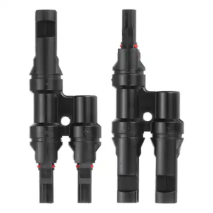 Front. Unique Bargains - A Pair T-Shaped Branch Connector 1 to 2 Male/Female for Solar Panel Parallel Connection - Black.