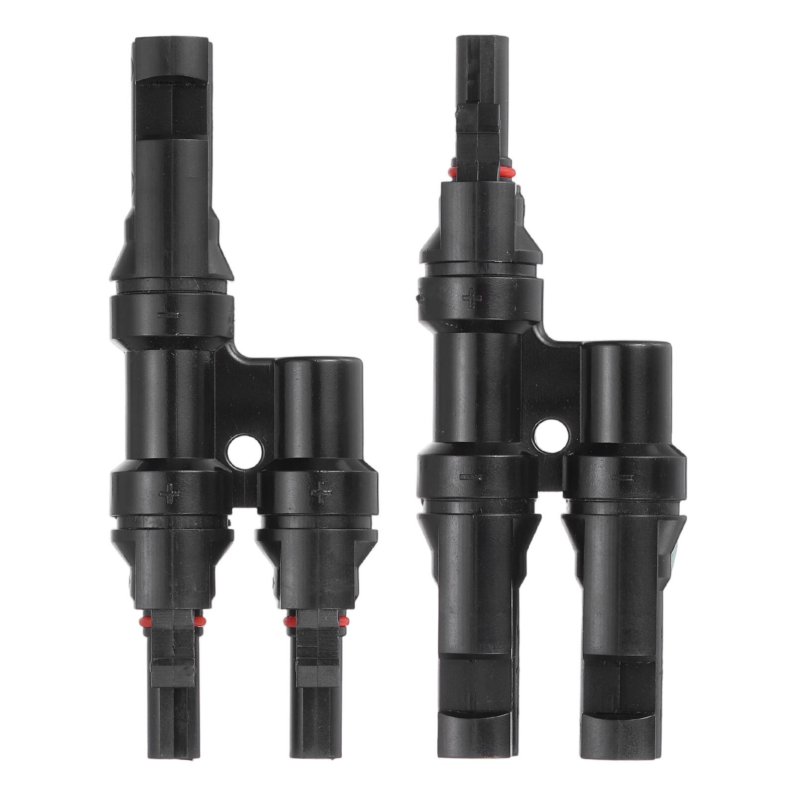 Front. Unique Bargains - A Pair T-Shaped Branch Connector 1 to 2 Male/Female for Solar Panel Parallel Connection - Black.