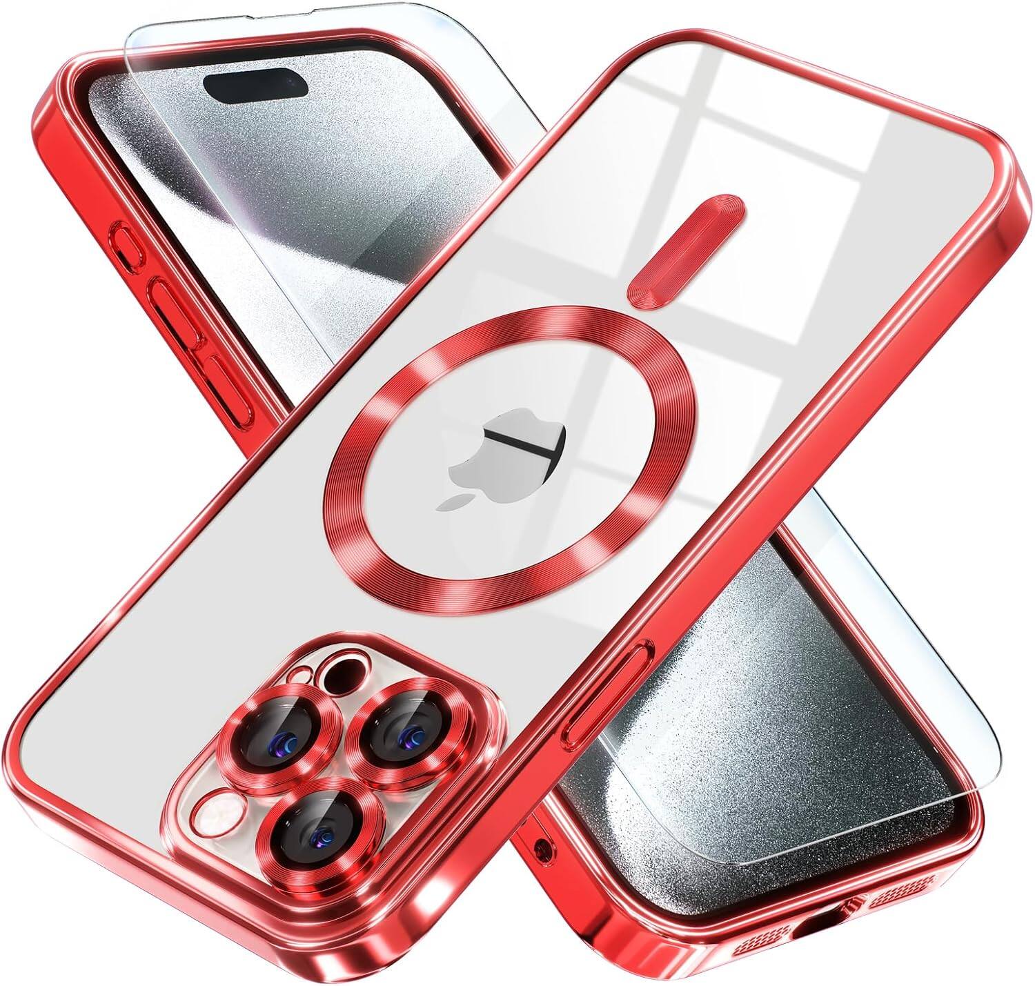 Front. Entronix - Entronix Premium Bundle for iPhone 13 Pro Max - Magnetic Luxury Glossy Case & Clear Screen Protector - Red.