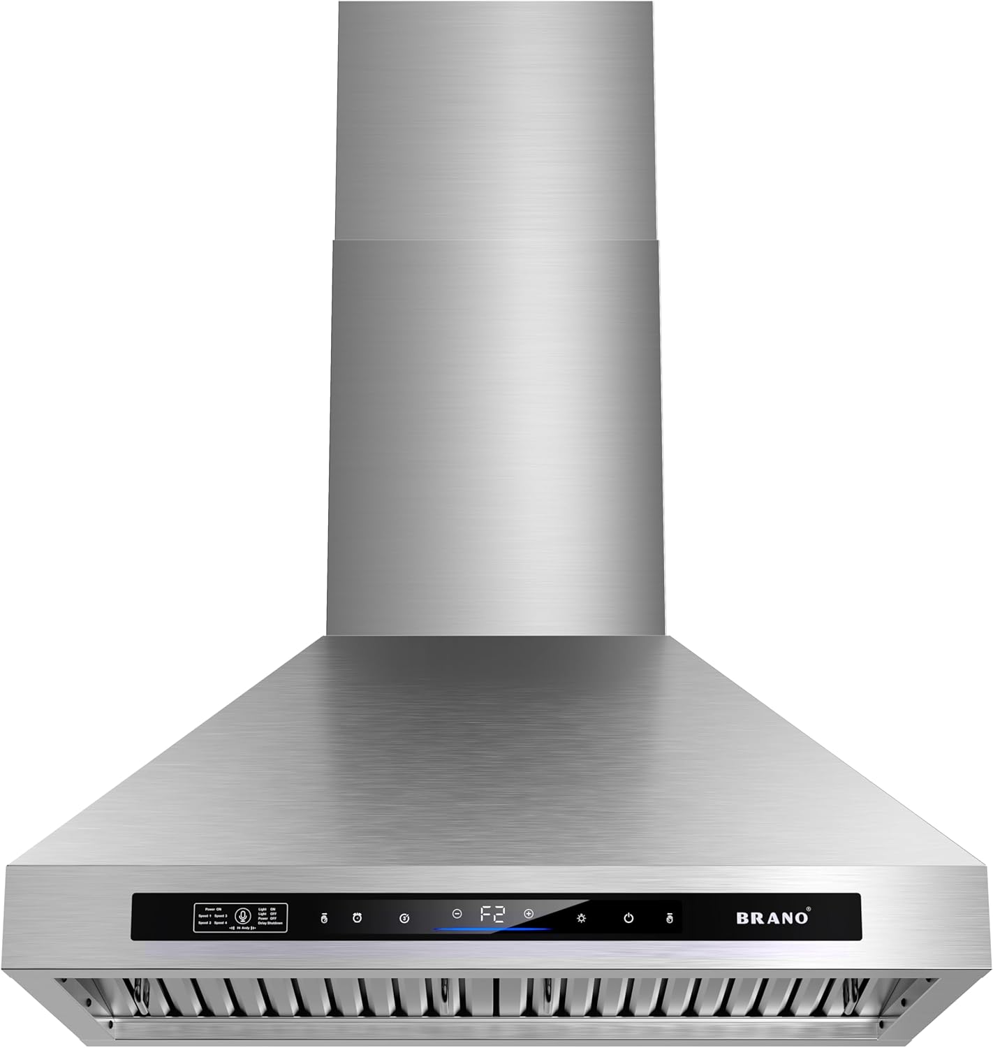 Front. Chery Life - 36 in. 900 CFM Wall Mount Cabinet Touch Control Stainless Steel Kitchen Range Hood with 4 Speed Exhaust Fan - Silver.