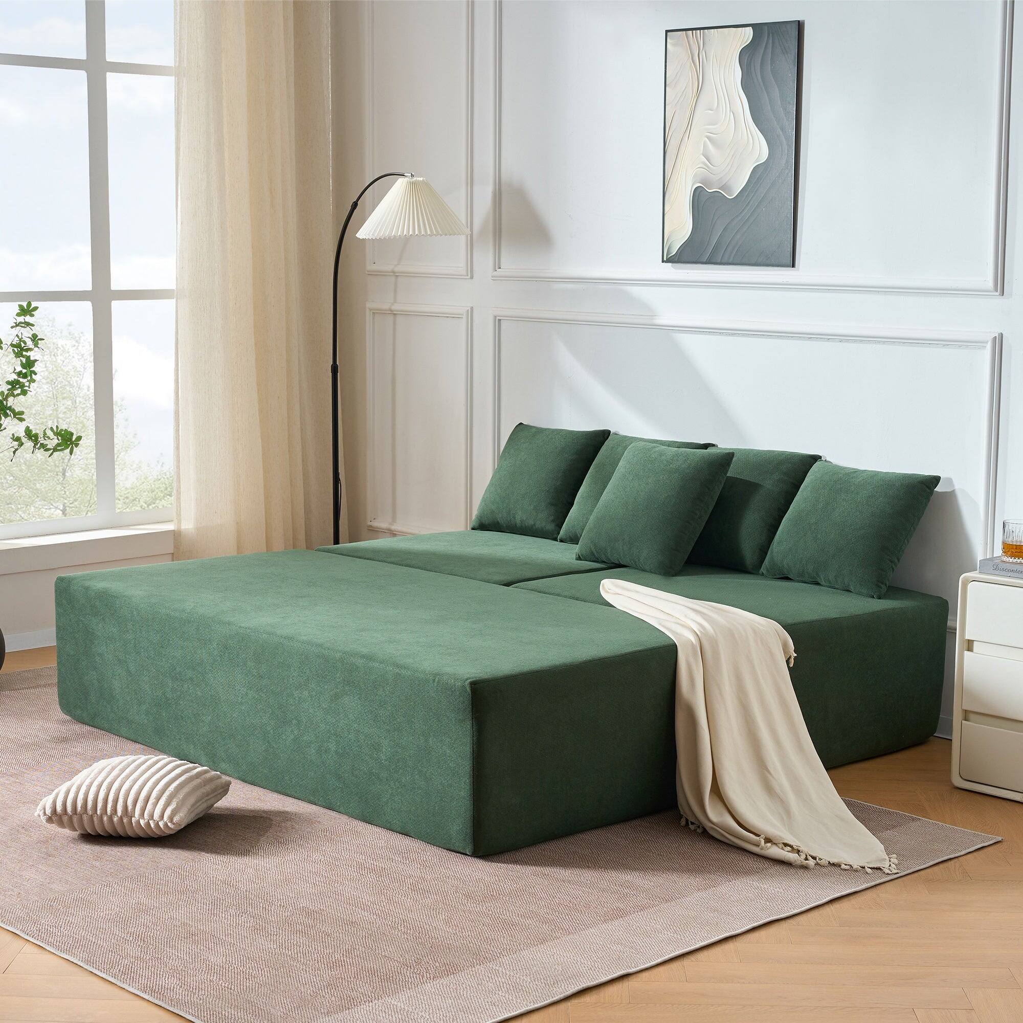 Alt View 2. Boyel Living - Compressed Modular Green Velvet Sofa No Assembly Required 4-Seat - Green.