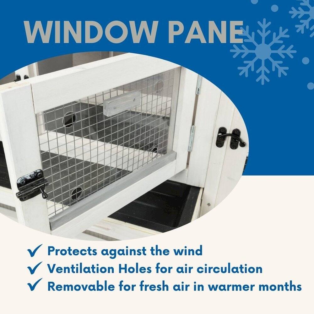 WINDOW PANE  
- Protects against the wind  
- Ventilation Holes for air circulation  
- Removable for fresh air in warmer months
