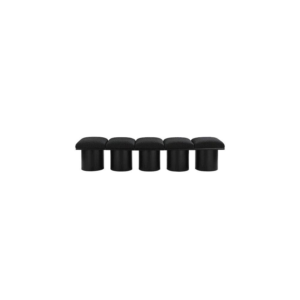 Angle. Meridian Furniture - Pavilion Black Boucle Fabric Bench - Black Boucle Fabric.