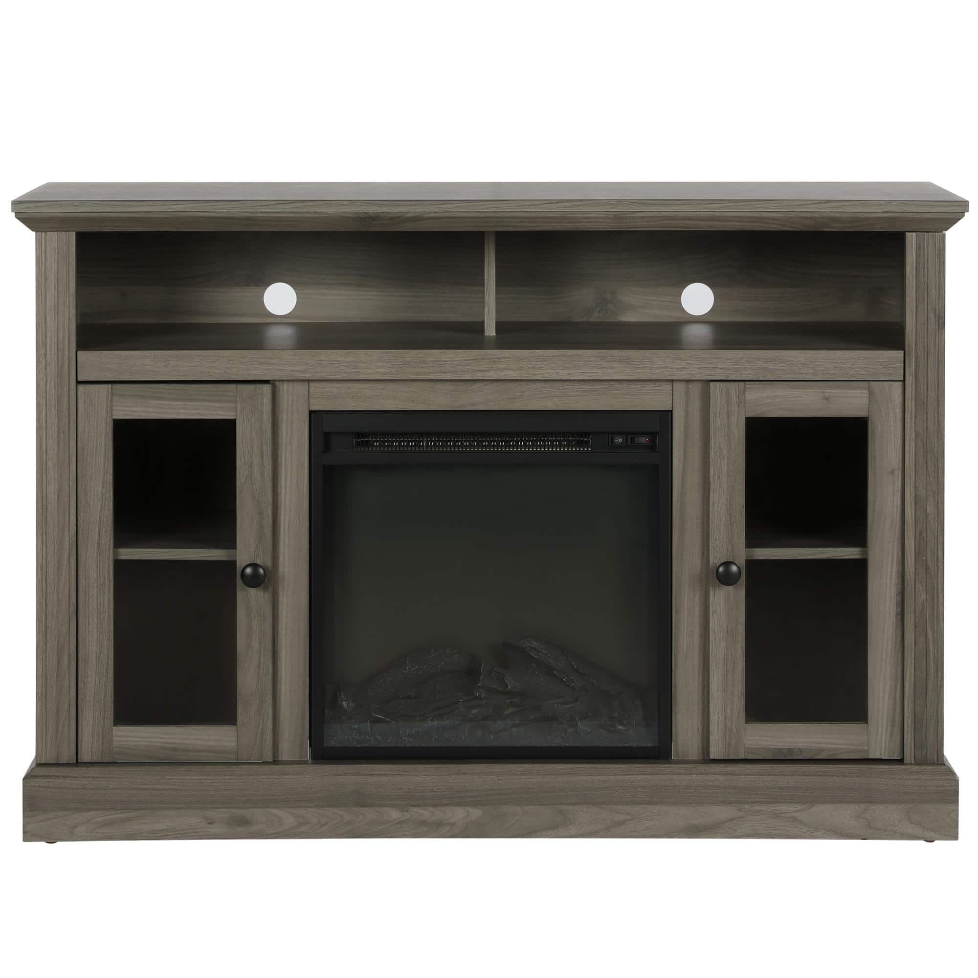 Front. Ameriwood Home - Chicago Electric Fireplace TV Console - Medium Brown.