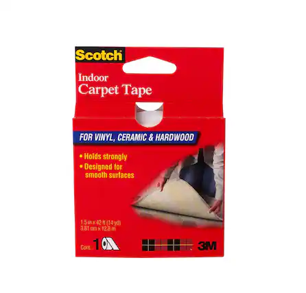 Scotch Indoor Carpet Tape
FOR VINYL, CERAMIC & HARDWOOD
Holds strongly
Designed for smooth surfaces
1.5 in X 42 ft (14 yd)
3.81 cm X 12.8 m
Cont. 1
3M