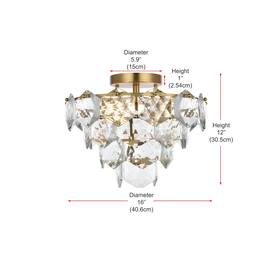 Elegant Lighting - Adaline 16 Inch Flush Mount Ceiling Light In Satin Gold - Satin Gold And Clear