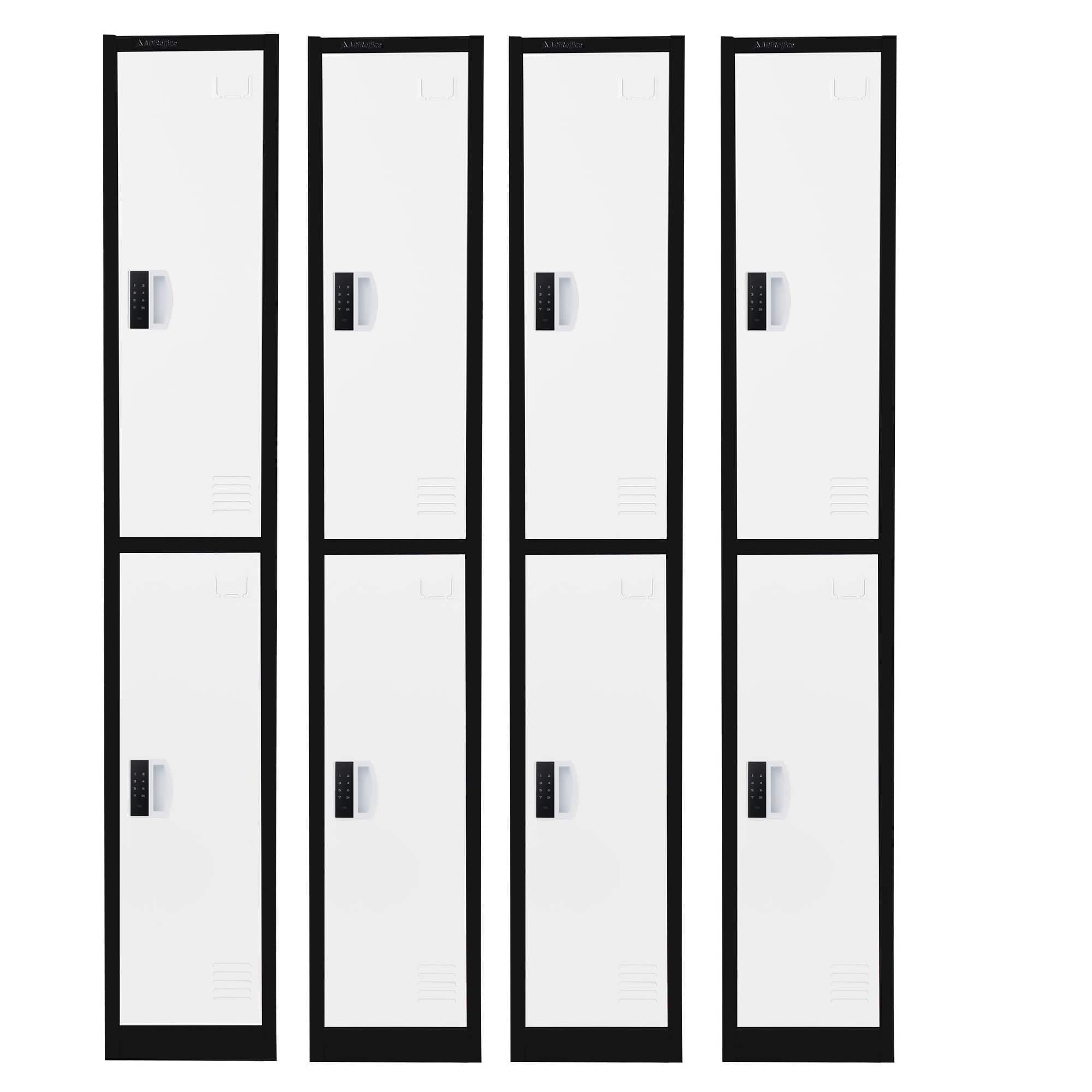 Photos - Display Cabinet / Bookcase Steel AdirOffice - Storage Locker 629-Series 72" H 2-Tier  Digital Lock 2-Shelf Locker, 4/Pack - Black and White ADI629-202-B 