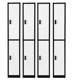 AdirOffice - Storage Locker 629-Series 72" H 2-Tier Steel Digital Lock 2-Shelf Locker, 4/Pack - Black and White