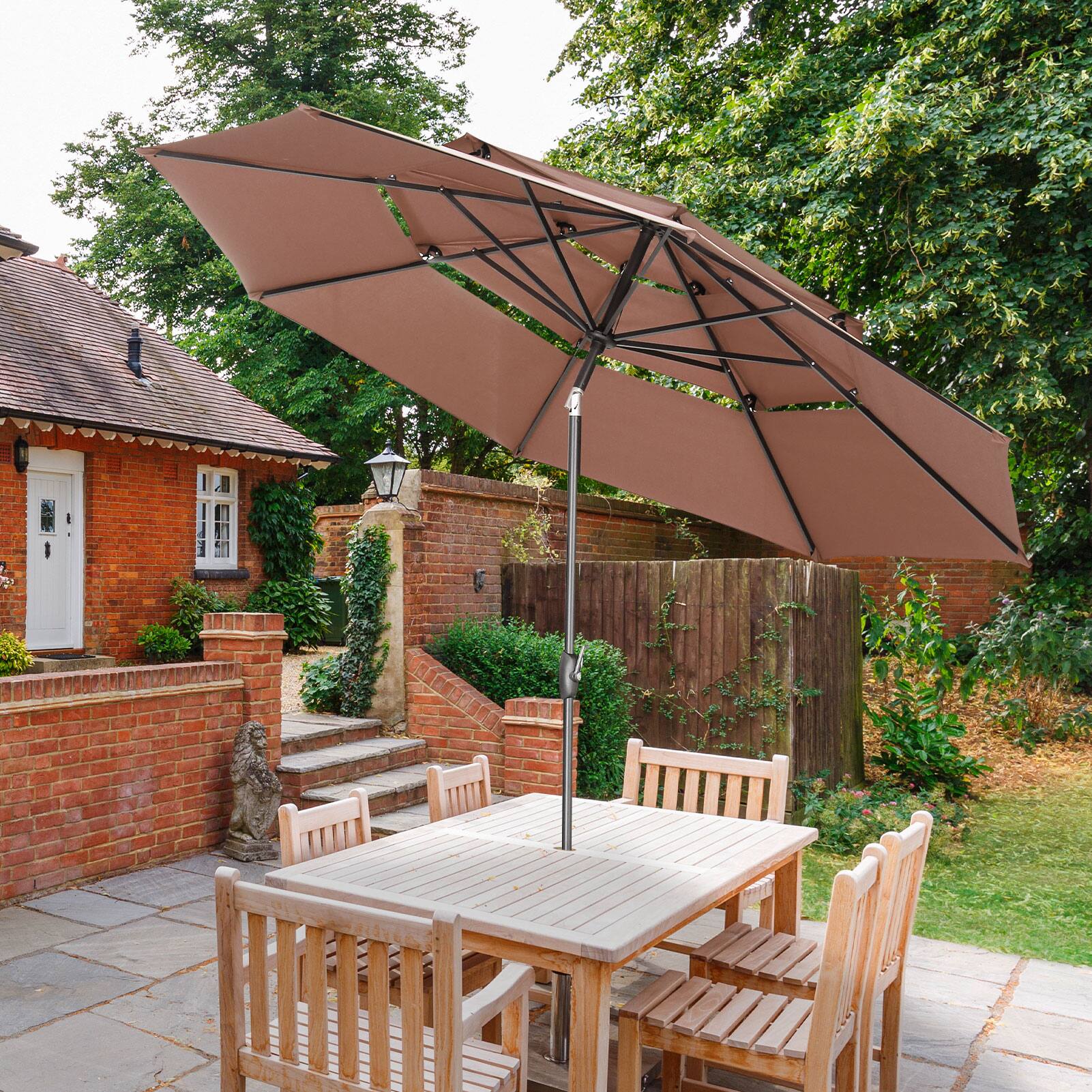 Angle. Ainfox - Ainfox 10FT 3 tier vented Patio Umbrella Outdoor Table Umbrella - Coffee.