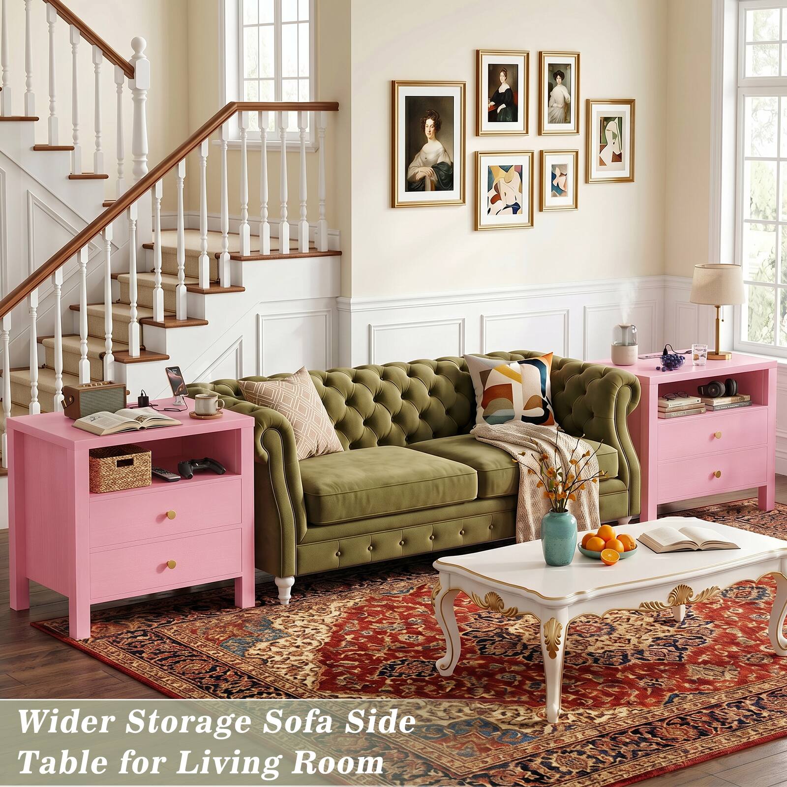 Wider Storage Sofa Side Table for Living Room