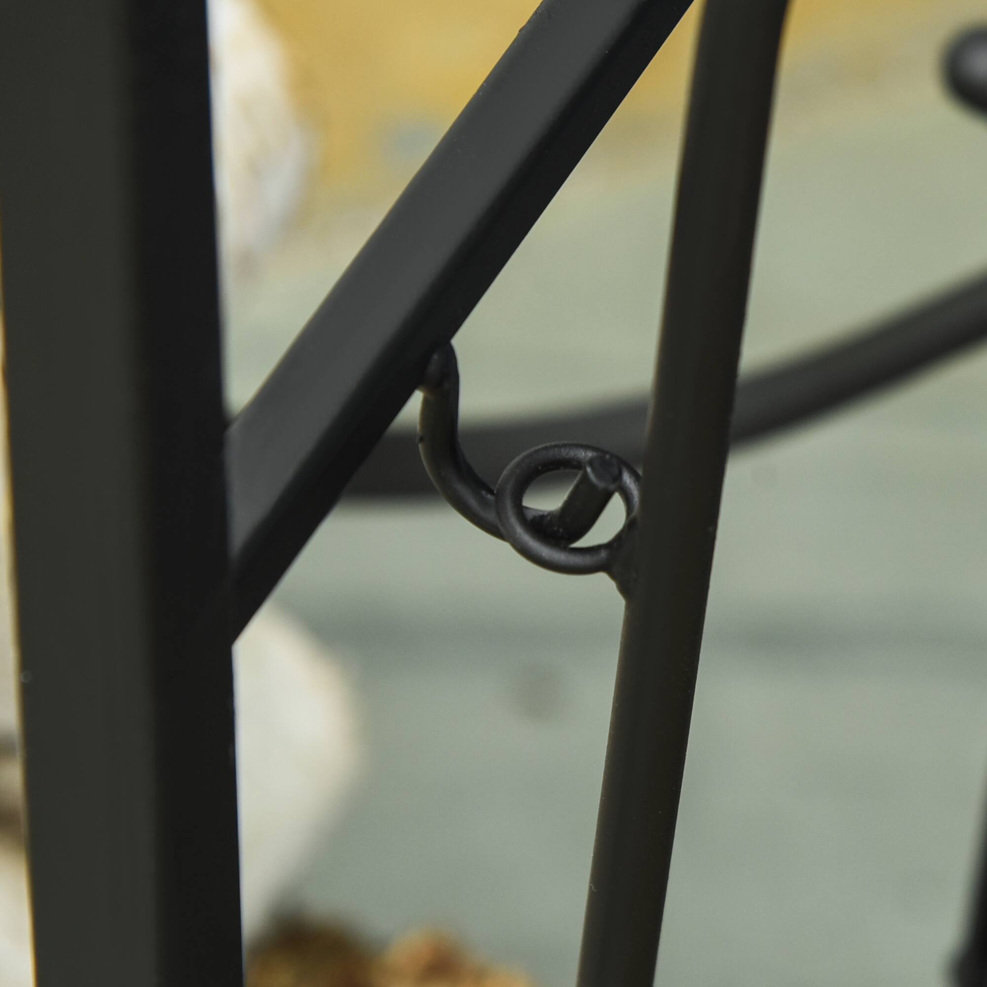 Alt View 8. Outsunny - Firewood Rack with Fireplace Tools, Indoor Outdoor Firewood Holder, Flat Bottom with 2 Tiers for Fireplace - Black.