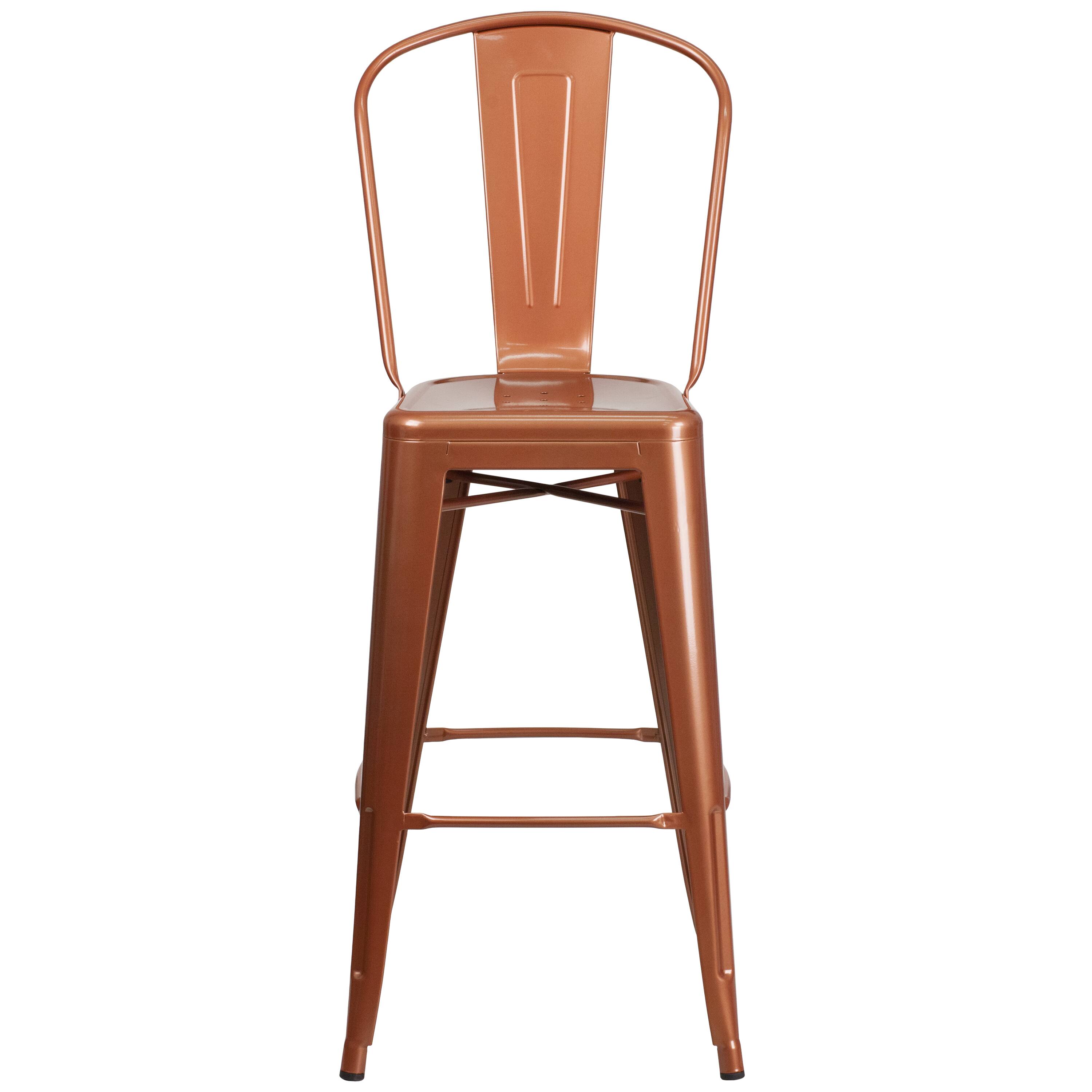 Alt View 7. Emma + Oliver - Commercial Grade 30"H Metal Indoor-Outdoor Barstool with Drain Holes and Back - Copper.