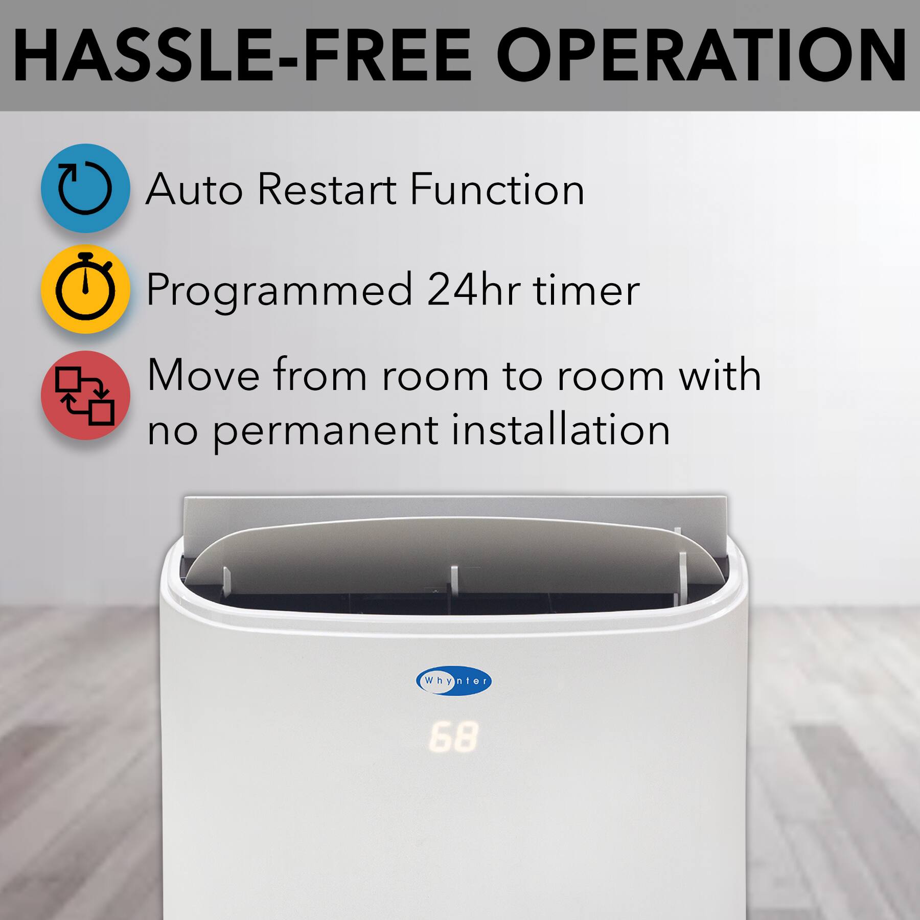 Left. Whynter - ARC-147WF 500 Sq.Ft  Dual Hose Portable Air Conditioner with HEPA Filter - White.