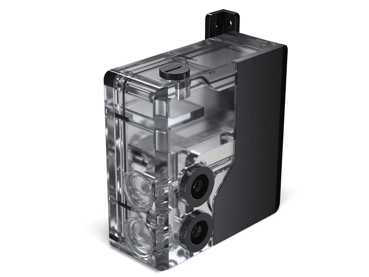 Alt View 4. Phanteks - Phanteks Glacier EZ-Fit 120RES-DDC Body, Compact Reservoir with 16mm Fittings, D-RGB, Black - Black.