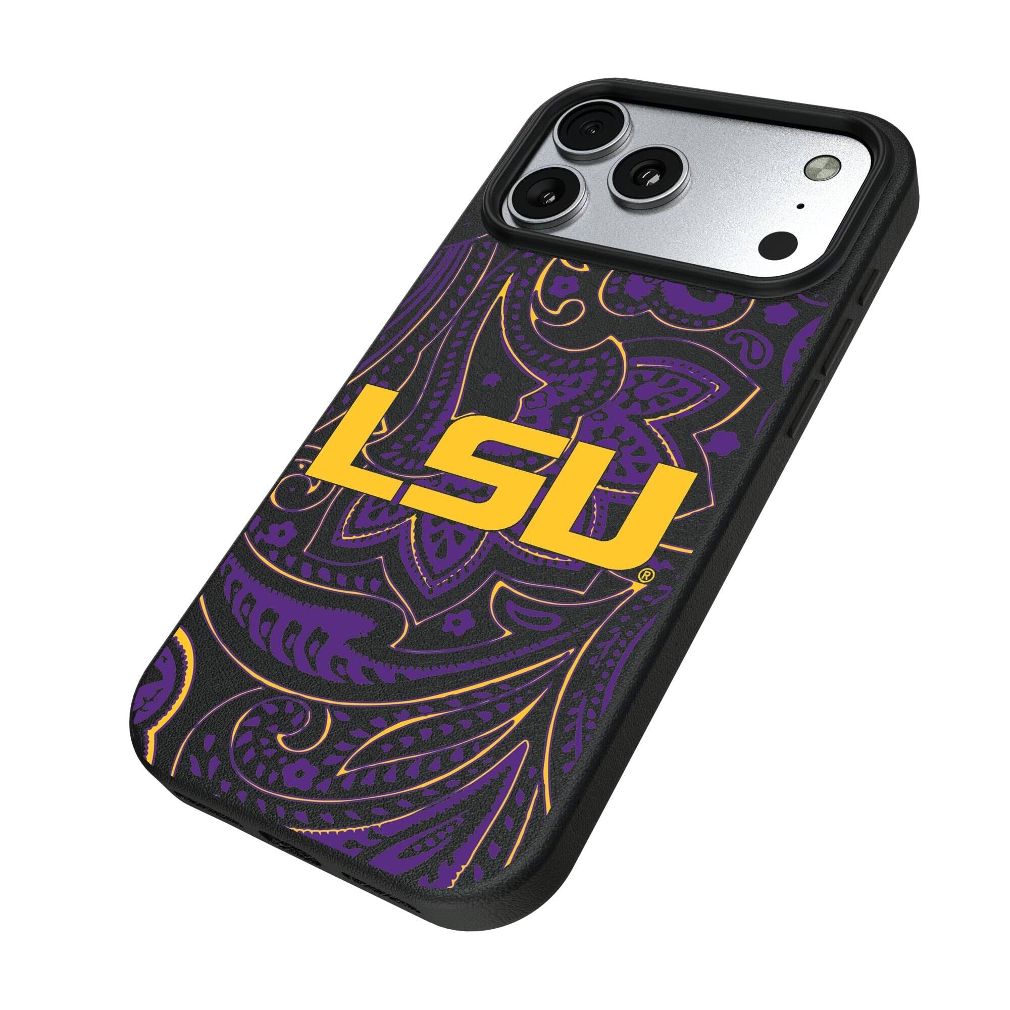 Alt View 1. Keyscaper - LSU Tigers Paisley iPhone Magnetic Bump Case - 16 - Black.