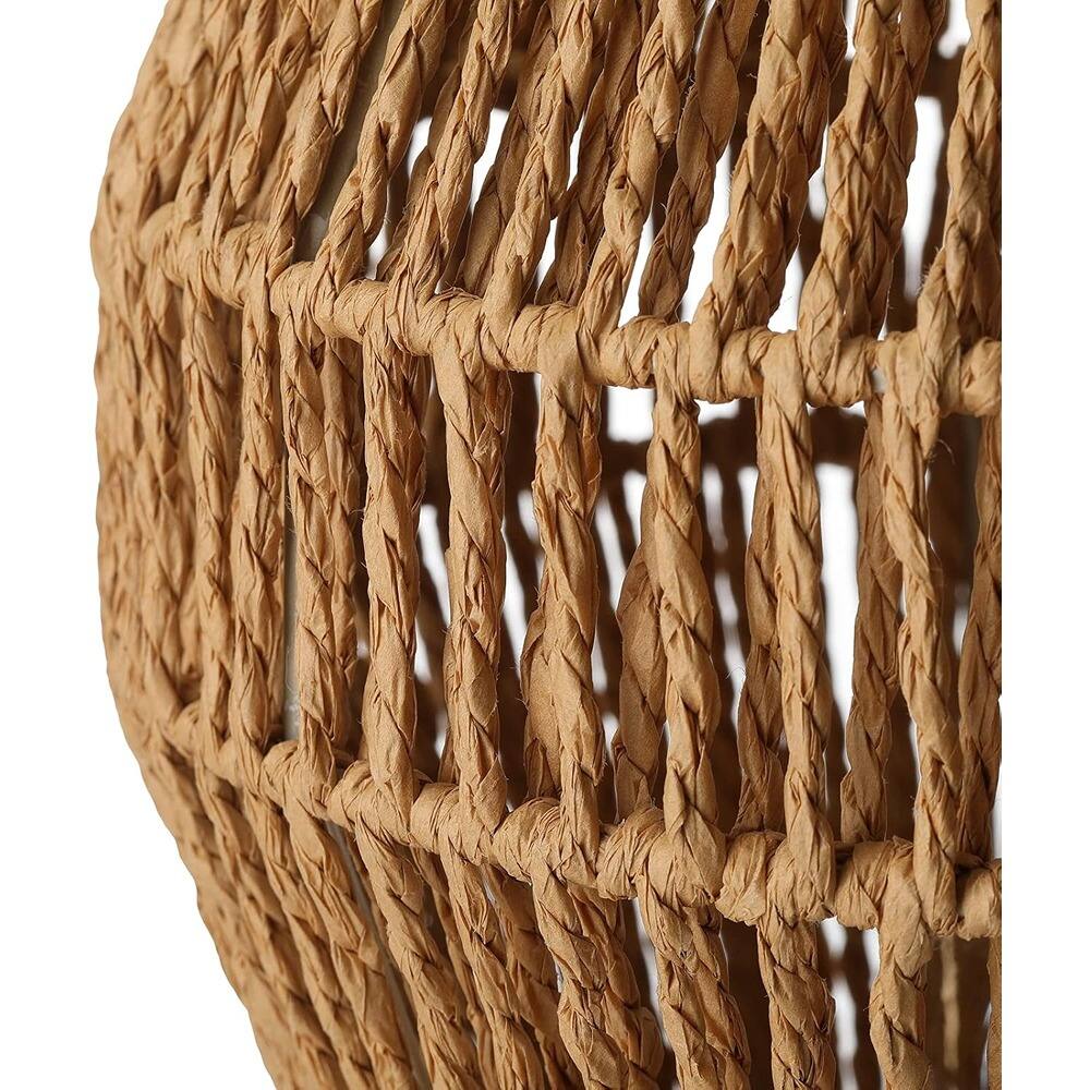 Alt View 1. PARKER SLATER - Small Table Lamp, Natural Woven Basket, Paper String Shade.