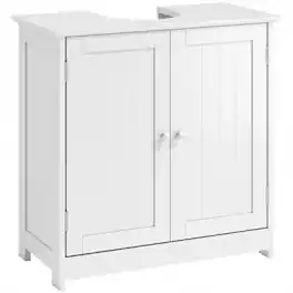 PULUZ - Pedestal Sink Storage Cabinet, Bathroom Sink Cabinet with U-Shape Cut-Out and Adjustable Shelf - White