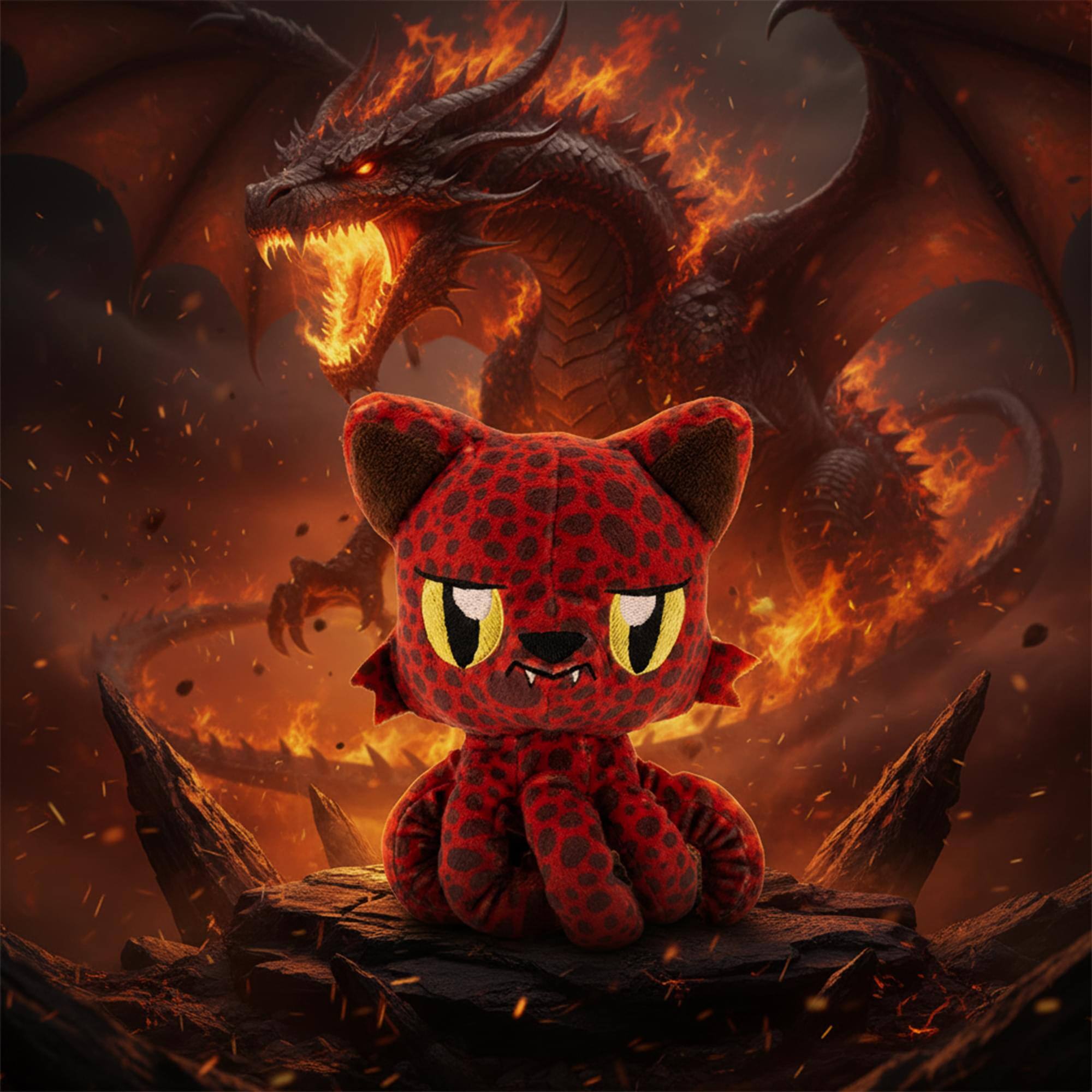 Alt View 2. Tentacle Kitty - Tentacle Kitty Campaign Critters Dragonish Little One Plush - Red.