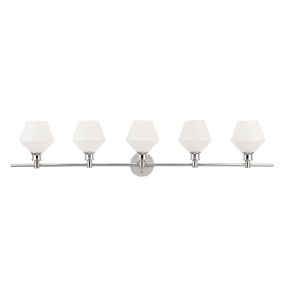 Alt View 9. Living District - Gene 5 light Chrome and Frosted white glass Wall sconce - Chrome And Frosted White Glass.
