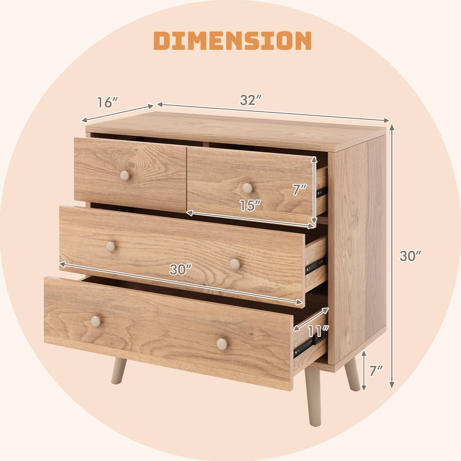 DIMENSION  
16" x 32" x 15" x 7" x 30" x 30" x 11" x 7"