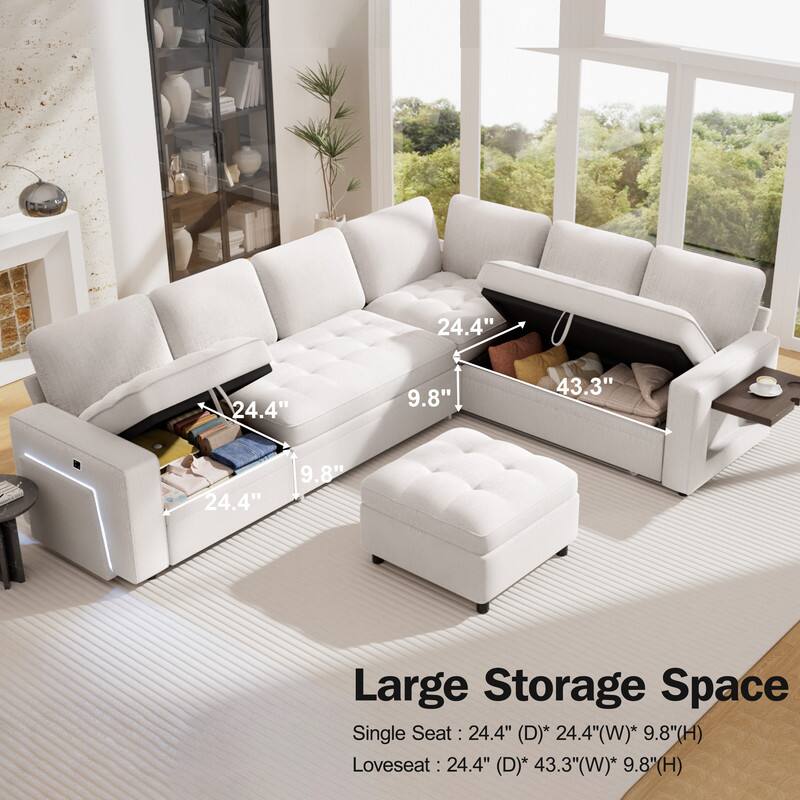 Large Storage Space  
Single Seat: 24.4" (D) * 24.4" (W) * 9.8" (H)  
Loveseat: 24.4" (D) * 43.3" (W) * 9.8" (H)