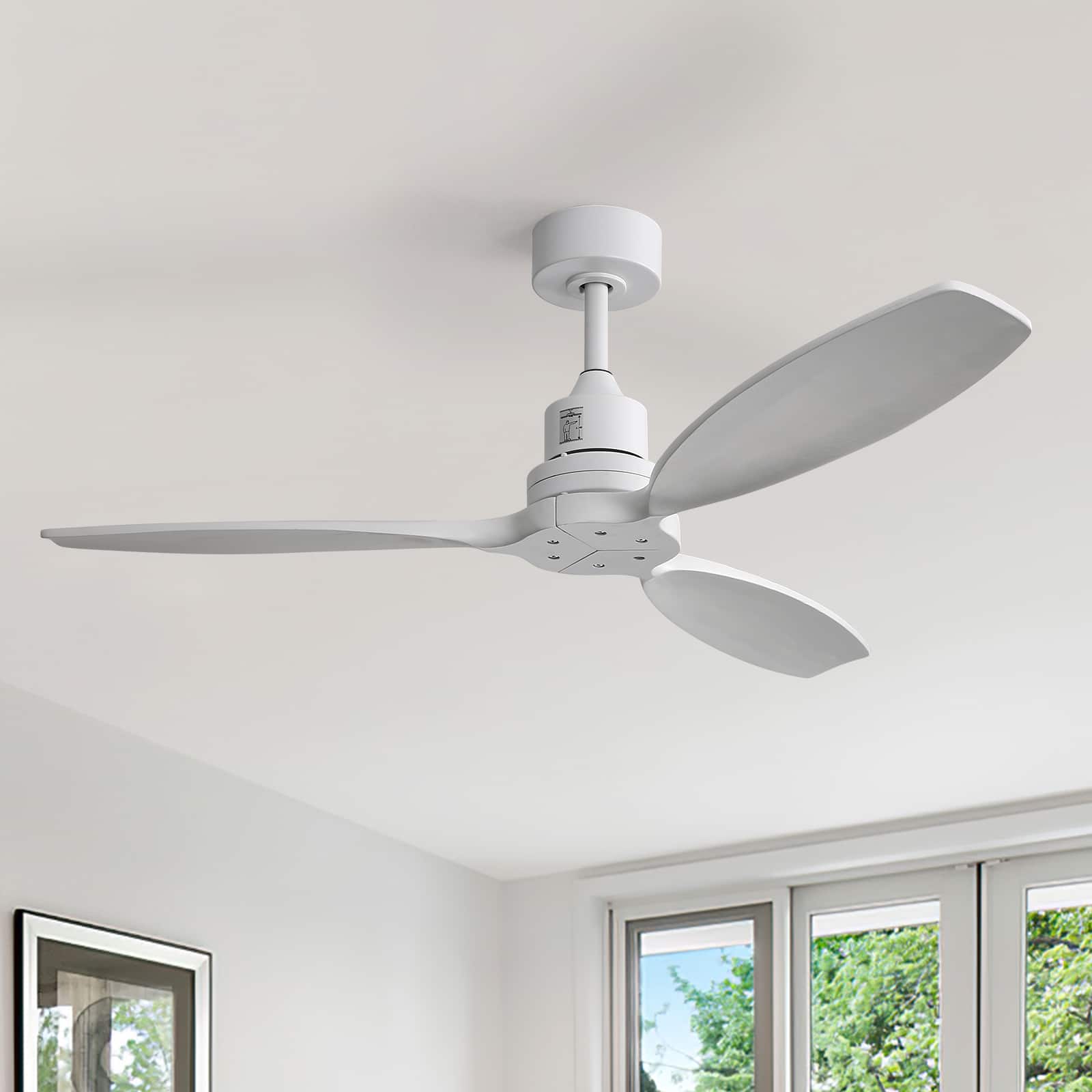 Front. Sofucor - 52" Wood Ceiling Fan No Light With Remote Quiet DC Motor Ceiling Fans for Living Room Bedroom Office Indoor Outdoor - White.