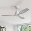Front. Sofucor - 52" Wood Ceiling Fan No Light With Remote Quiet DC Motor Ceiling Fans for Living Room Bedroom Office Indoor Outdoor - White.