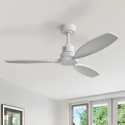 Front. Sofucor - 52" Wood Ceiling Fan No Light With Remote Quiet DC Motor Ceiling Fans for Living Room Bedroom Office Indoor Outdoor - White.