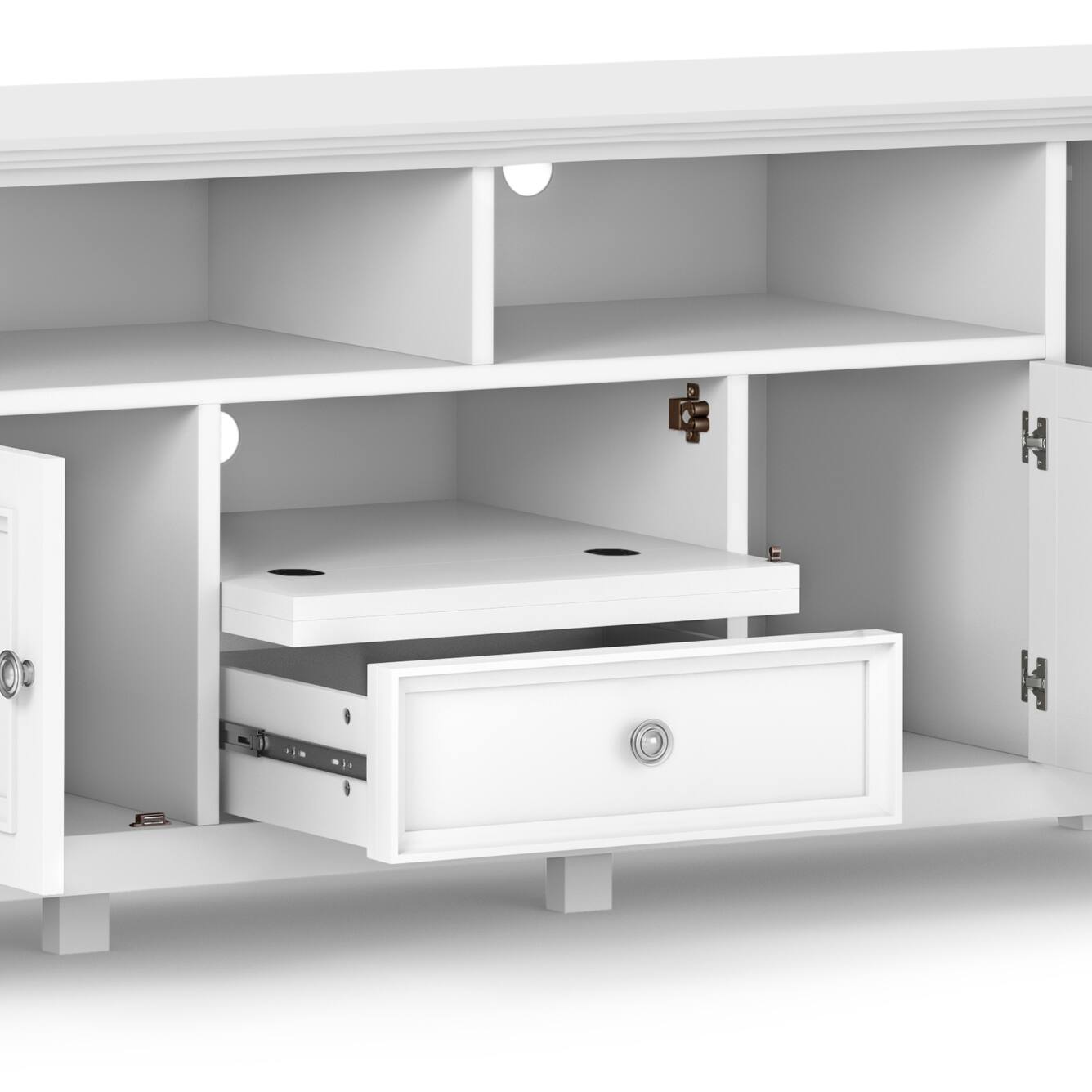 Alt View 2. Simpli Home - Amherst 72 inch Solid Wood TV Media Stand in White - White.