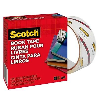 Scotch®  
BOOK TAPE  
RUBAN POUR LIVRES  
CINTA PARA LIBROS  

CONT. 1 ROLL/ROULEAU/ROLLO  
15 IN/PO/PULG. X 540 IN/PO/PULG.  
(38.1 mm X 13.7 m)  
(15 YD/V) 38.1 (15 3M)