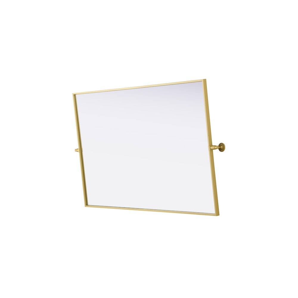 Back. Elegant Kitchen and Bath - Amoura 48X30 Pivot Mirror In Brass - Brass.