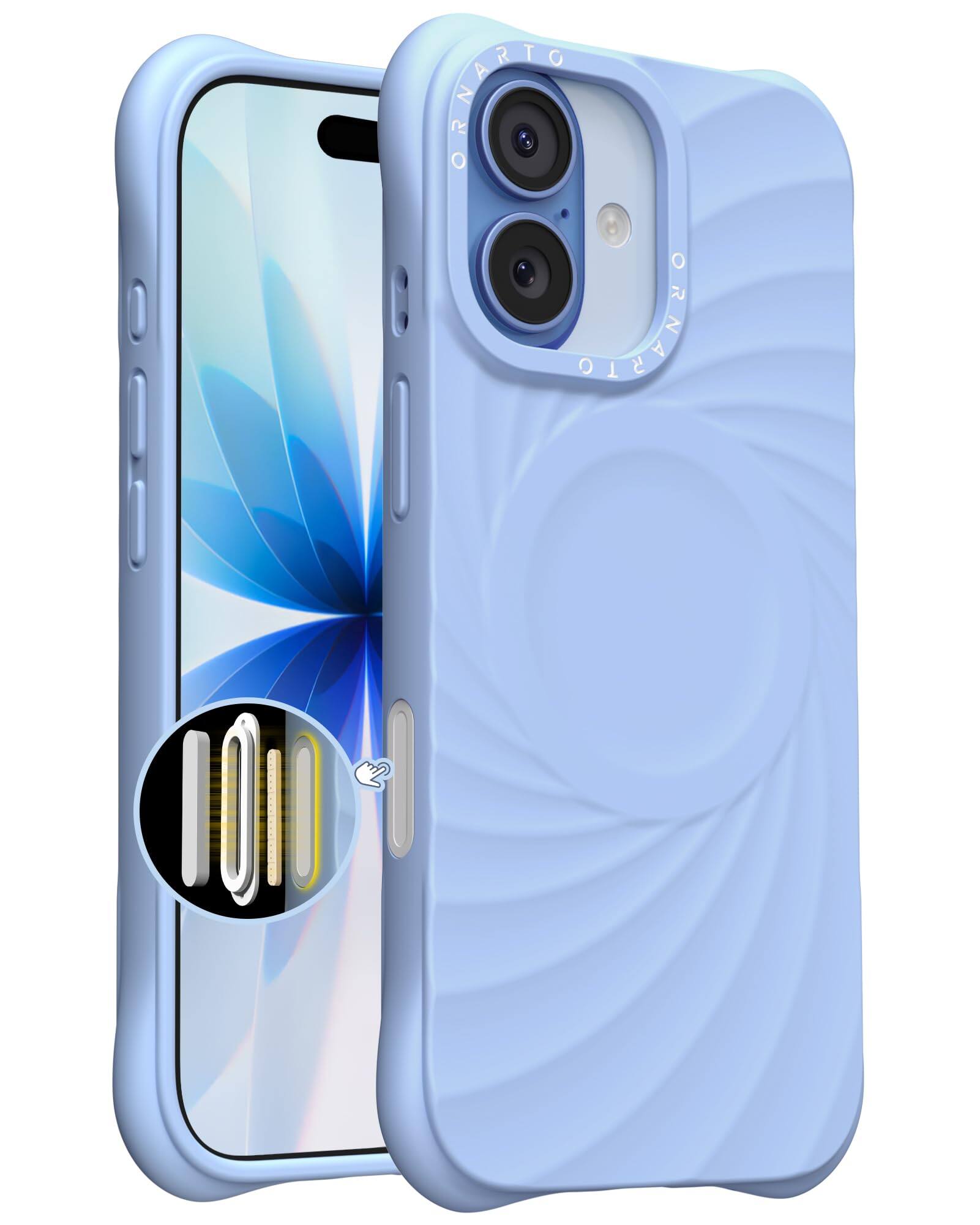 Alt View 1. Ornarto - ORNARTO Vortuxe Series Bundle for iPhone 17 Case 6.3" and for MagSafe Phone Ring Holder in Sky Whisper - Sky Whisper.
