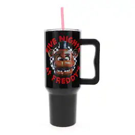 Silver Buffalo - Five Nights At Freddy's Freddy Checkerboard 40-Ounce Stainless Steel Tumbler - Red/Black