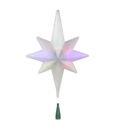 Front. Brite Star - 14.5" Winter Frost B/O Multi-Color LED Bethlehem Star Christmas Tree Topper - Multi.