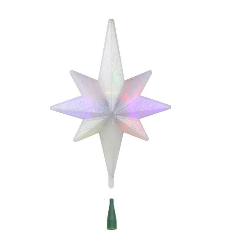 Front. Brite Star - 14.5" Winter Frost B/O Multi-Color LED Bethlehem Star Christmas Tree Topper - Multi.