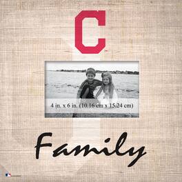 Fan Creations - Cleveland Indians 10'' x 10'' Burlap Pattern Frame - Multicolor