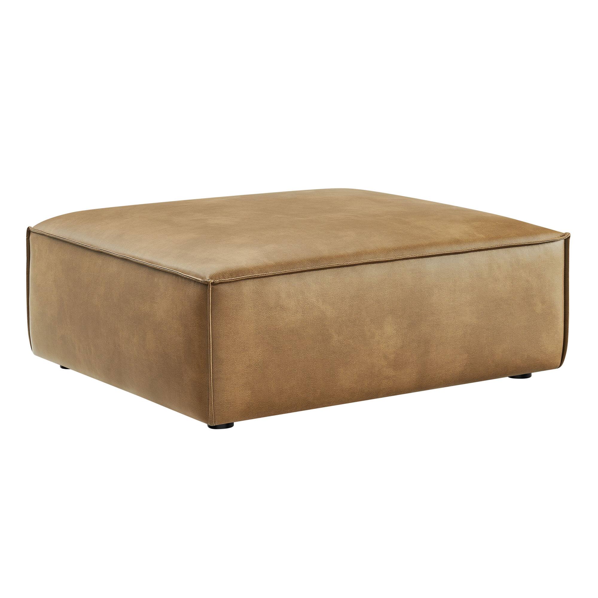 Angle. Modway - Restore Vegan Leather Modular Ottoman by Modway - Toast.